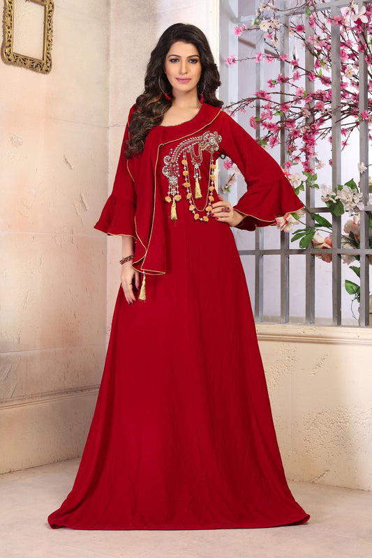 Maroon Color Designer Abaya