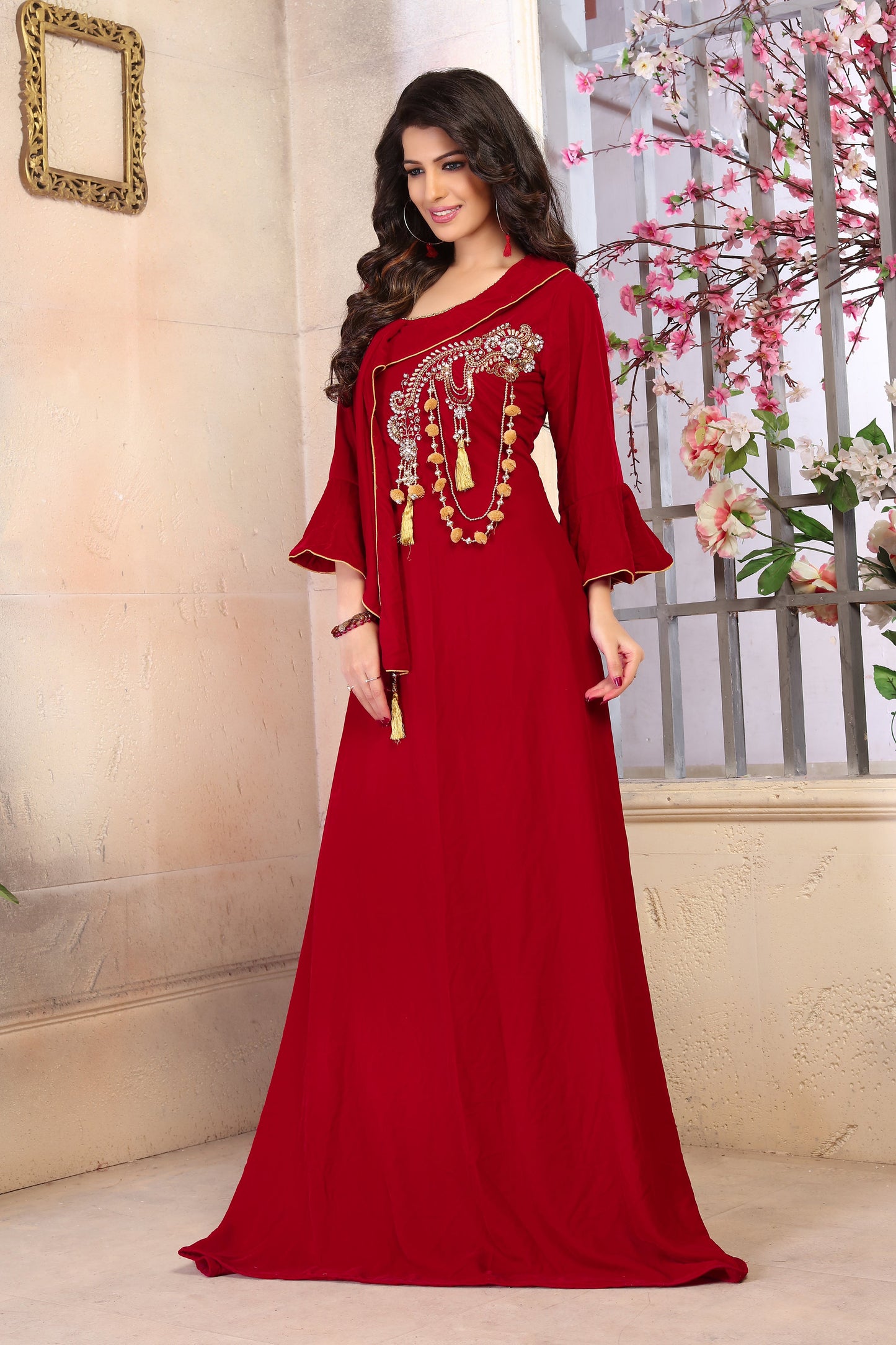 Maroon Color Designer Abaya