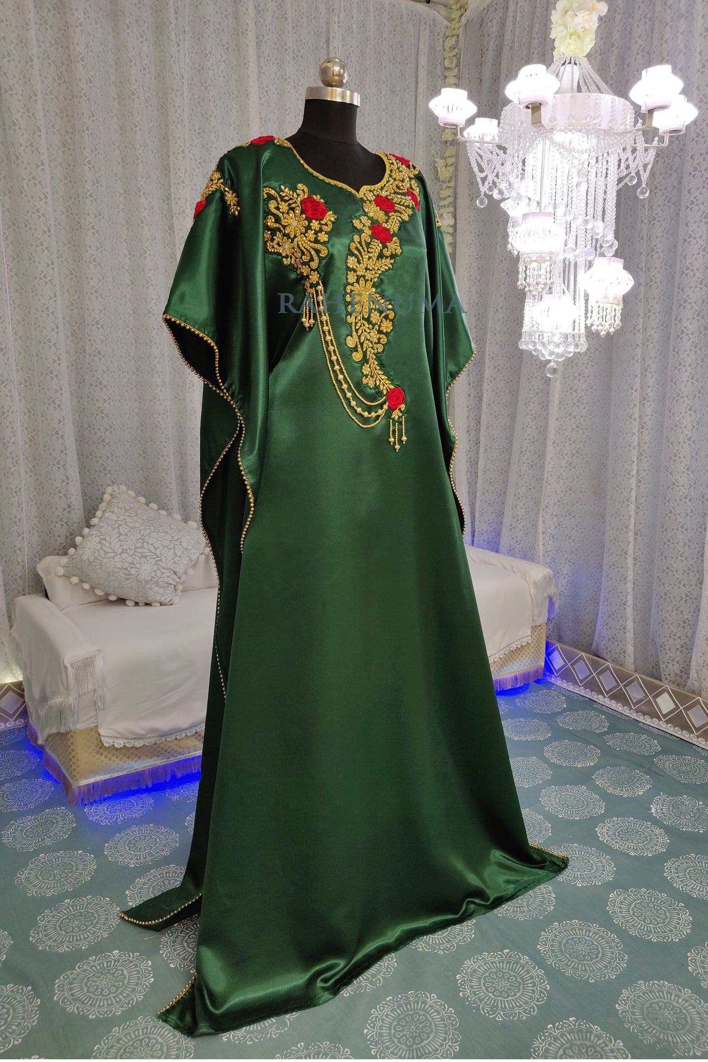 Stylish Bottle Green Color Arabian Kaftan