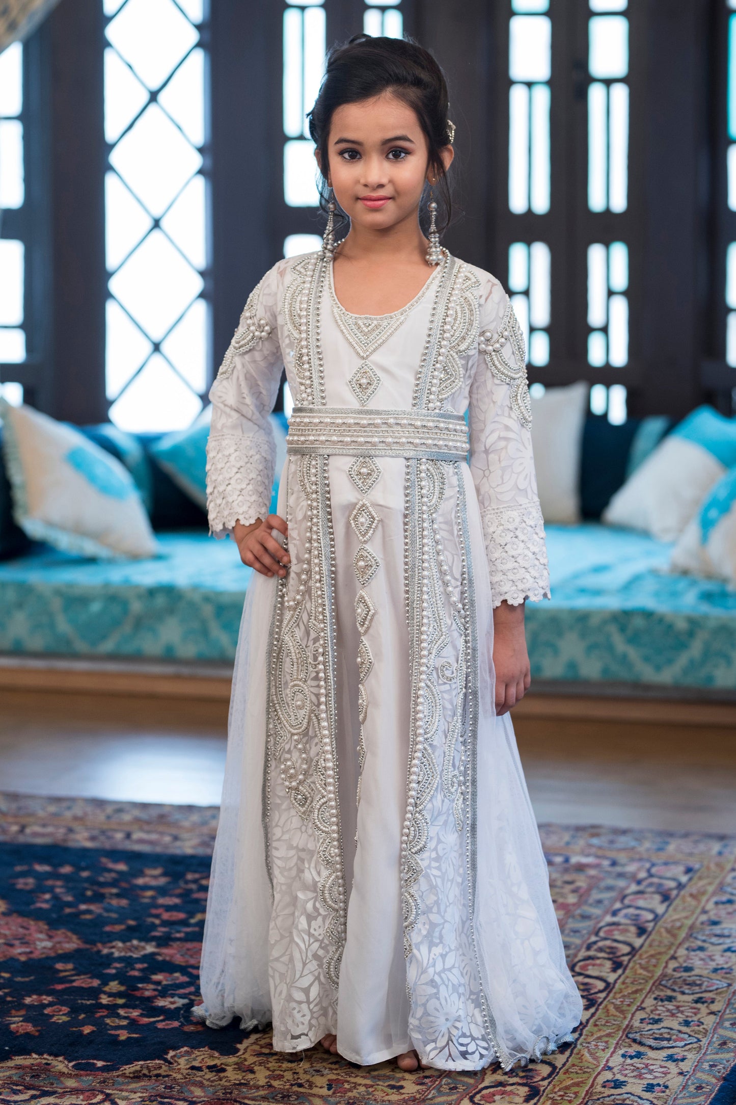 Designer Handmade White Arabic Moroccan Kaftan